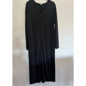 Old Navy full length button up ribbed black dress